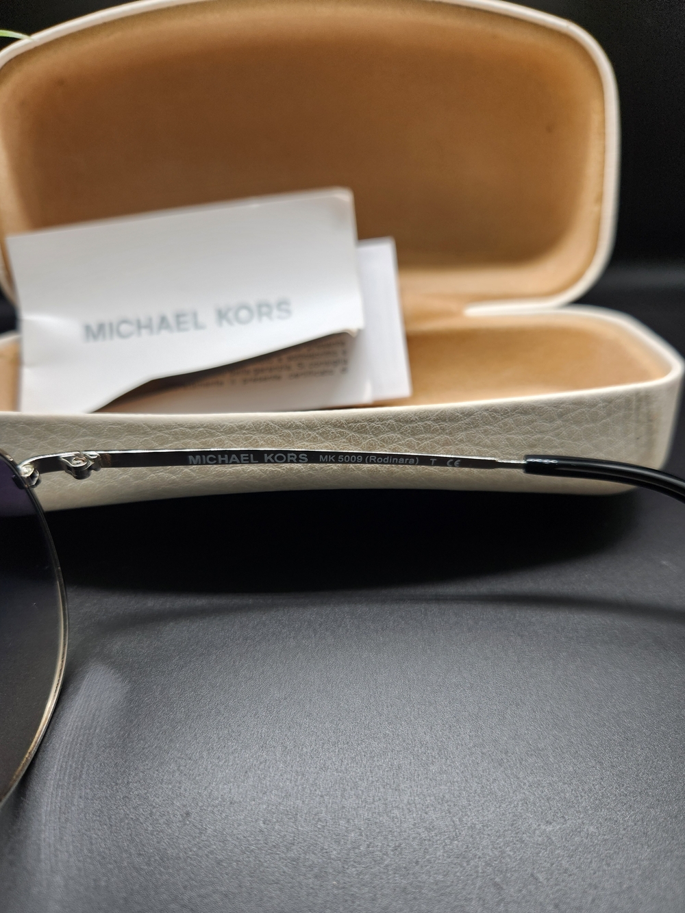 Michael Kors Aviator Sunglasses - Gold Frame with Gradient Blue-Brown Lenses - Picture 6 of 6